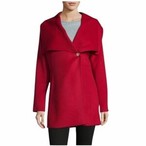 Laundry By Shelli Segal Womens Deep Red Wool Blend Coat Size Large